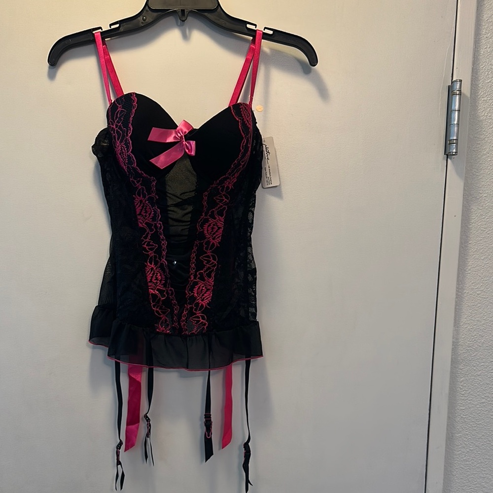 Black and Pink Lace Shapewear Corset